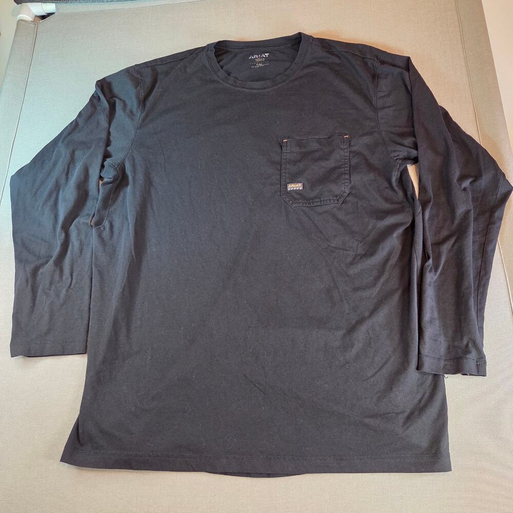 Ariat Rebar Long Sleeve Logo Workwear T-Shirt Men’s XL Tall Black Cotton Blend